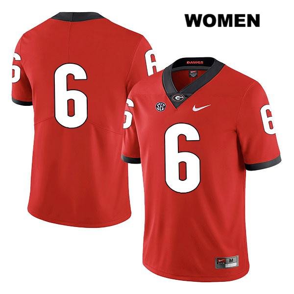 Georgia Bulldogs Women's Kenny McIntosh #6 NCAA No Name Legend Authentic Red Nike Stitched College Football Jersey OCR4456OZ